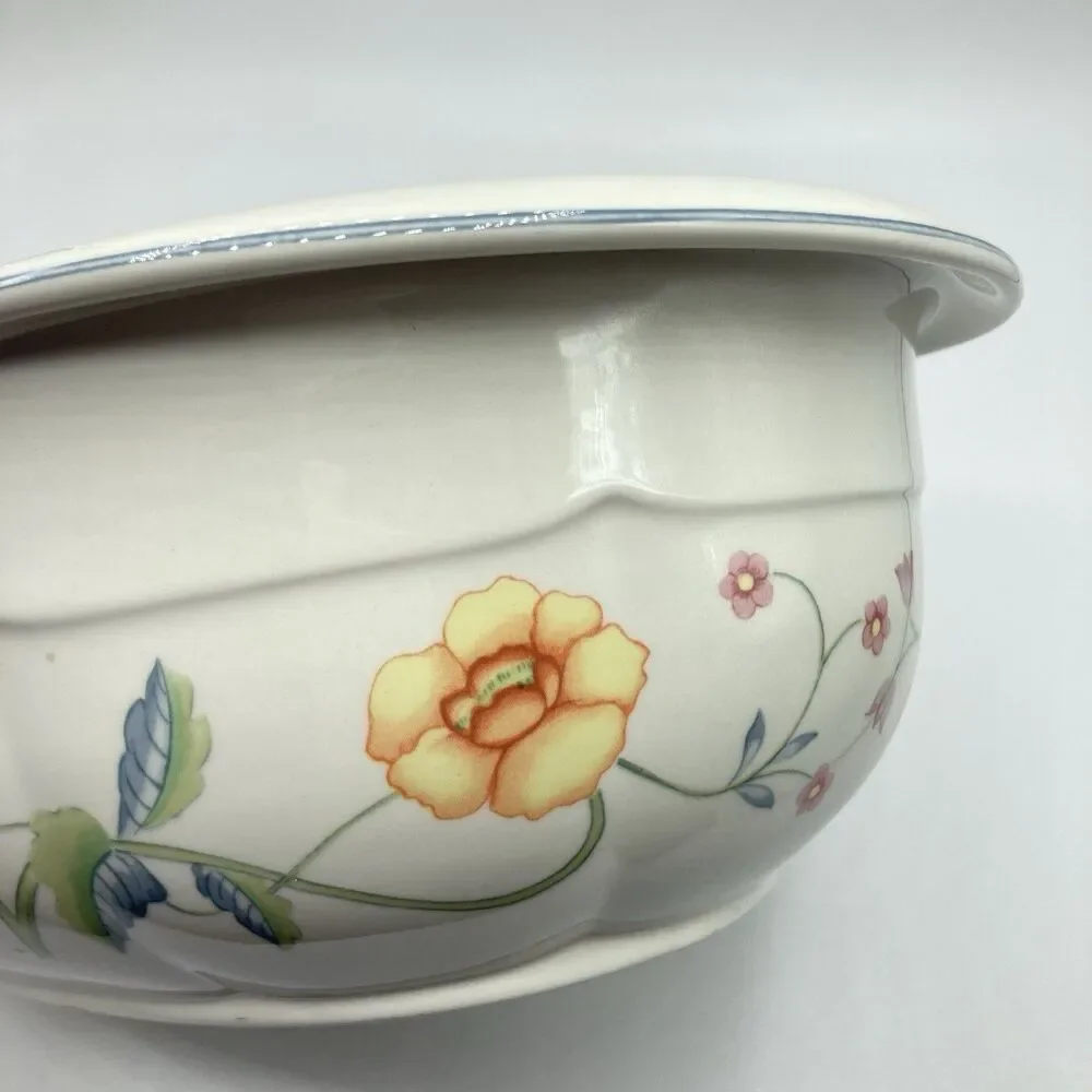 Vtg Villeroy & Boch Albertina 3 QT Oval Microwave Baker w/ Lid W Germany #1748